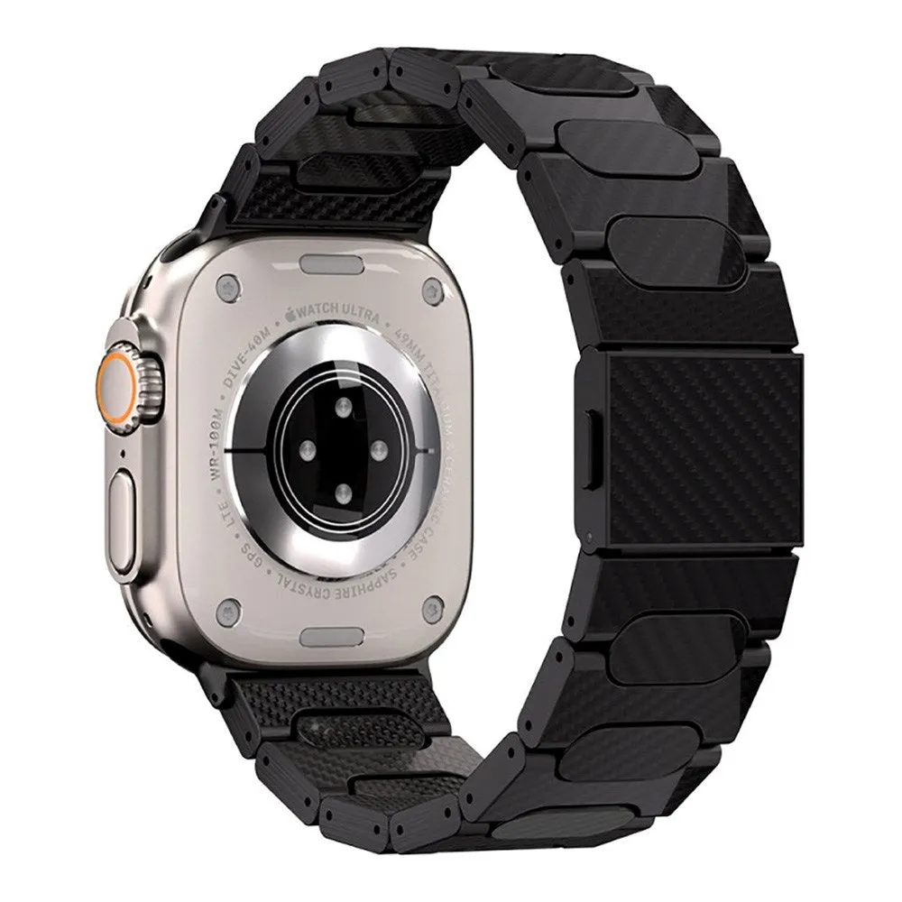 Apple Watch (42/44/SE/45/49MM) Just Mobile Ægte Kulfiber Rem - Sort
