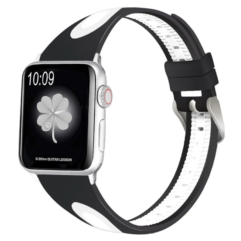 Apple Watch (45mm) bi-color silicone watch strap - Black / White