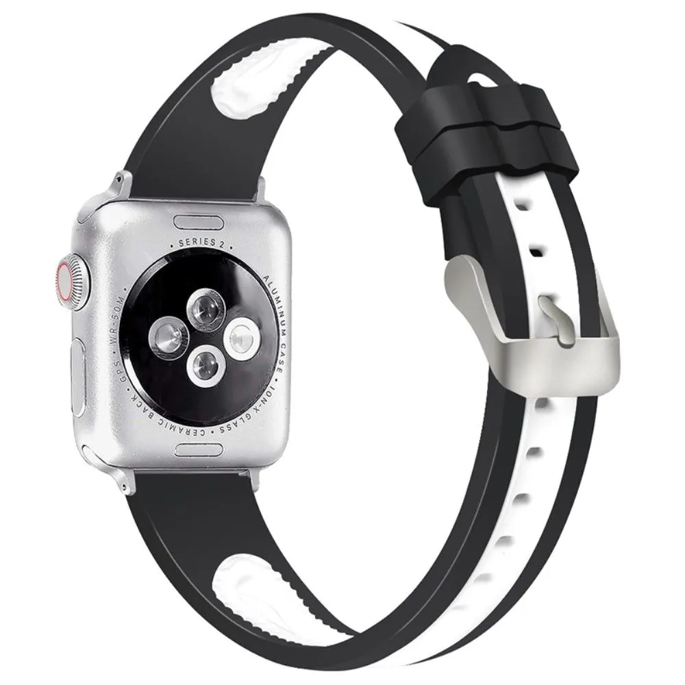 Apple Watch (45mm) bi-color silicone watch strap - Black / White