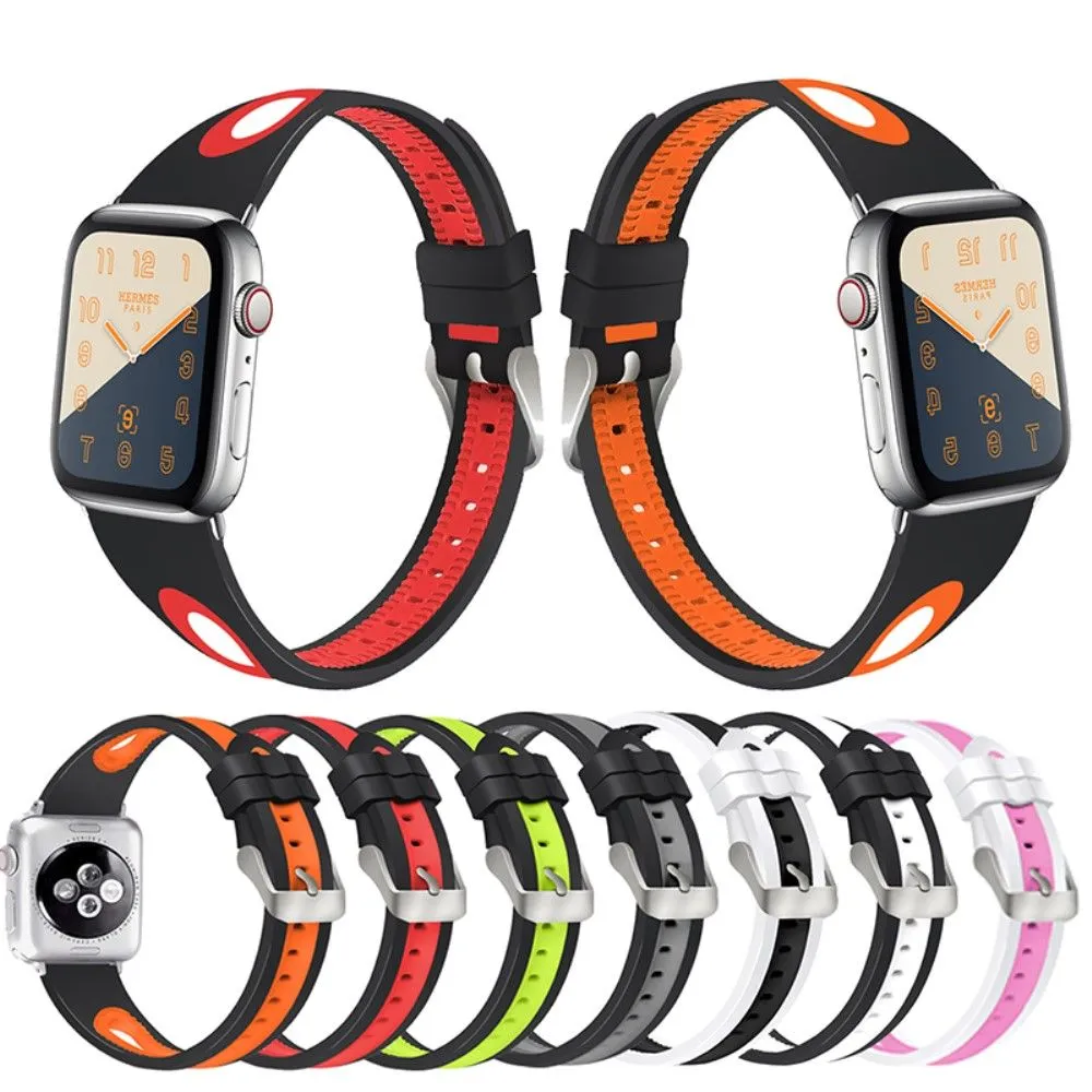 Apple Watch (45mm) bi-color silicone watch strap - Black / White