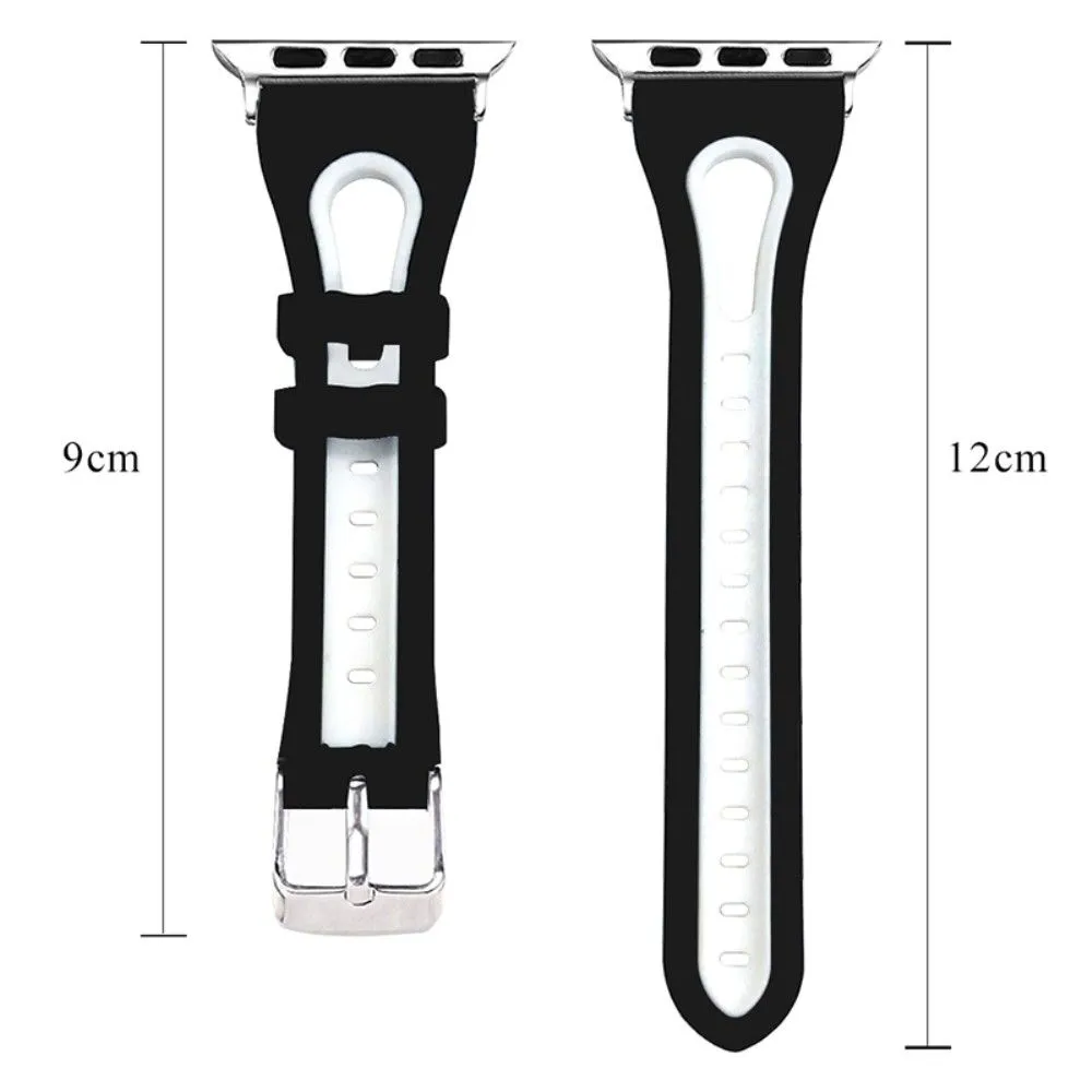 Apple Watch (45mm) bi-color silicone watch strap - Black / White