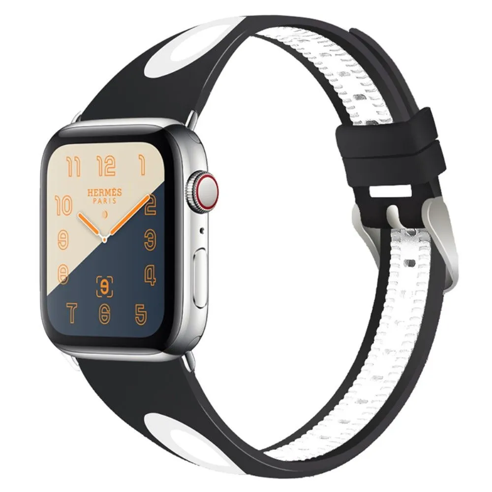 Apple Watch (45mm) bi-color silicone watch strap - Black / White