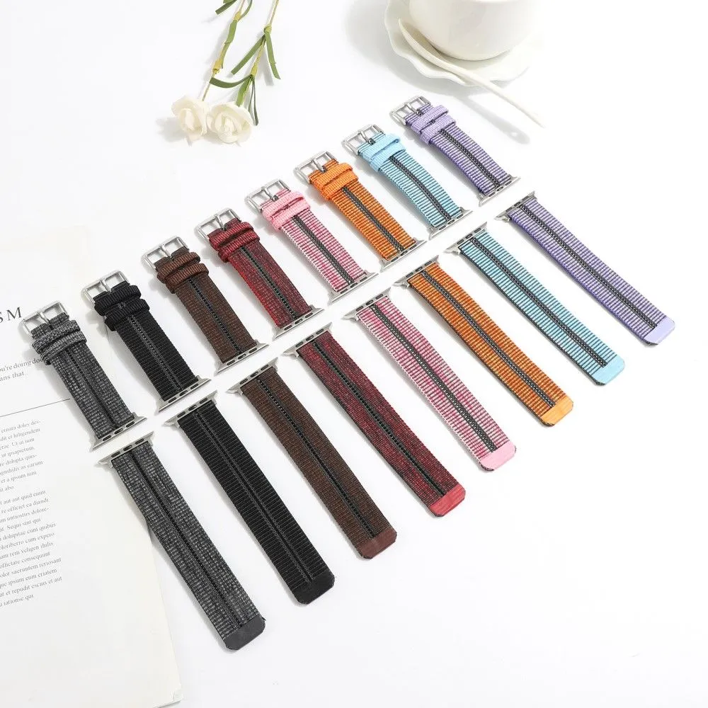 Apple Watch (45mm) stripe nylon watch strap - Purple