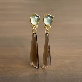 Aquamarine & Smoky Quartz Earrings