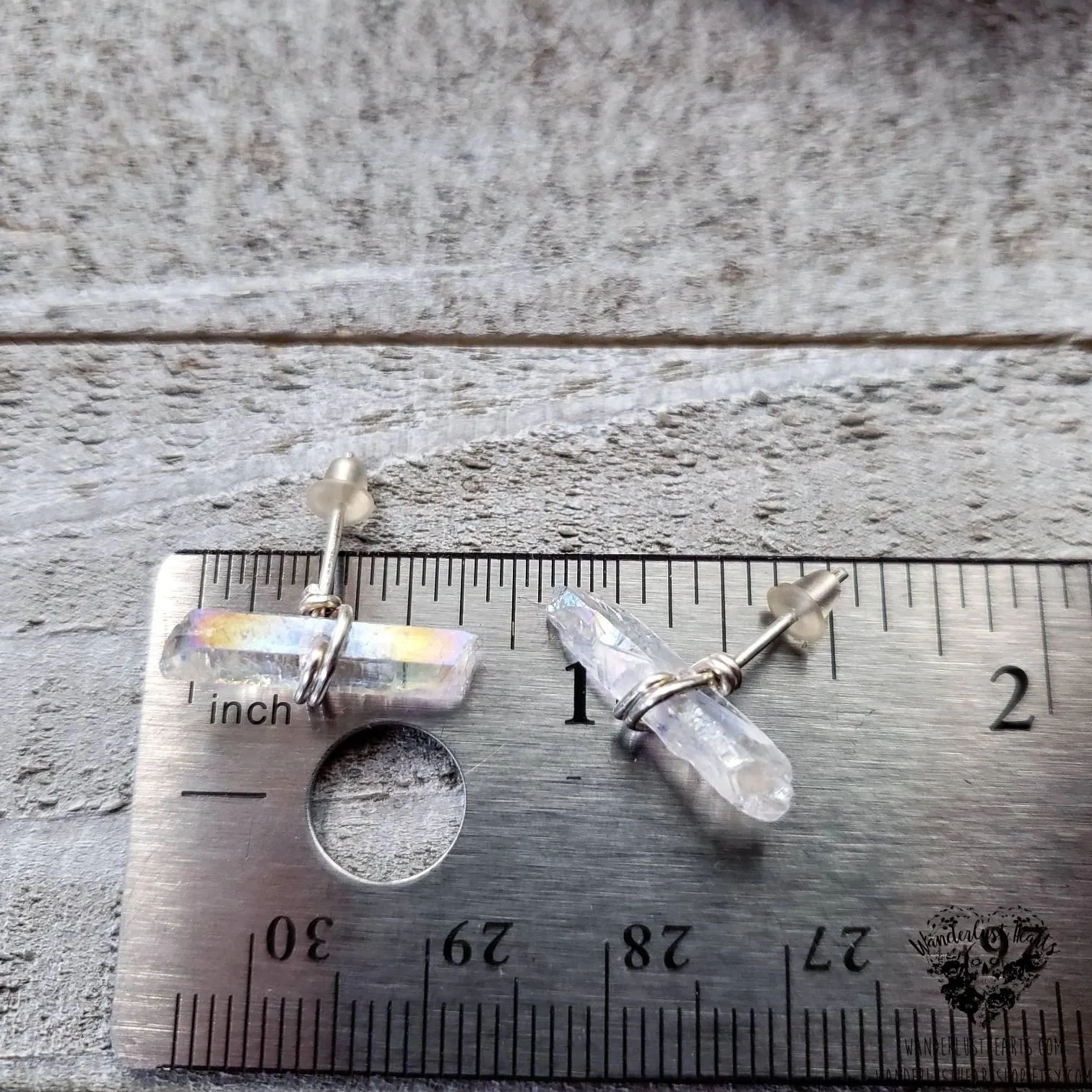 Aura Quartz crystal stud earrings
