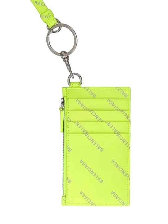 Balenciaga   Leather wallet key holder w/ neck strap 