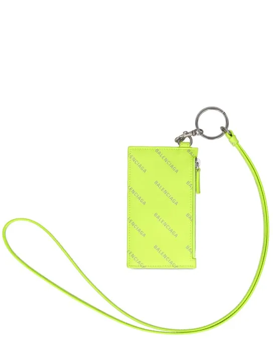 Balenciaga   Leather wallet key holder w/ neck strap 