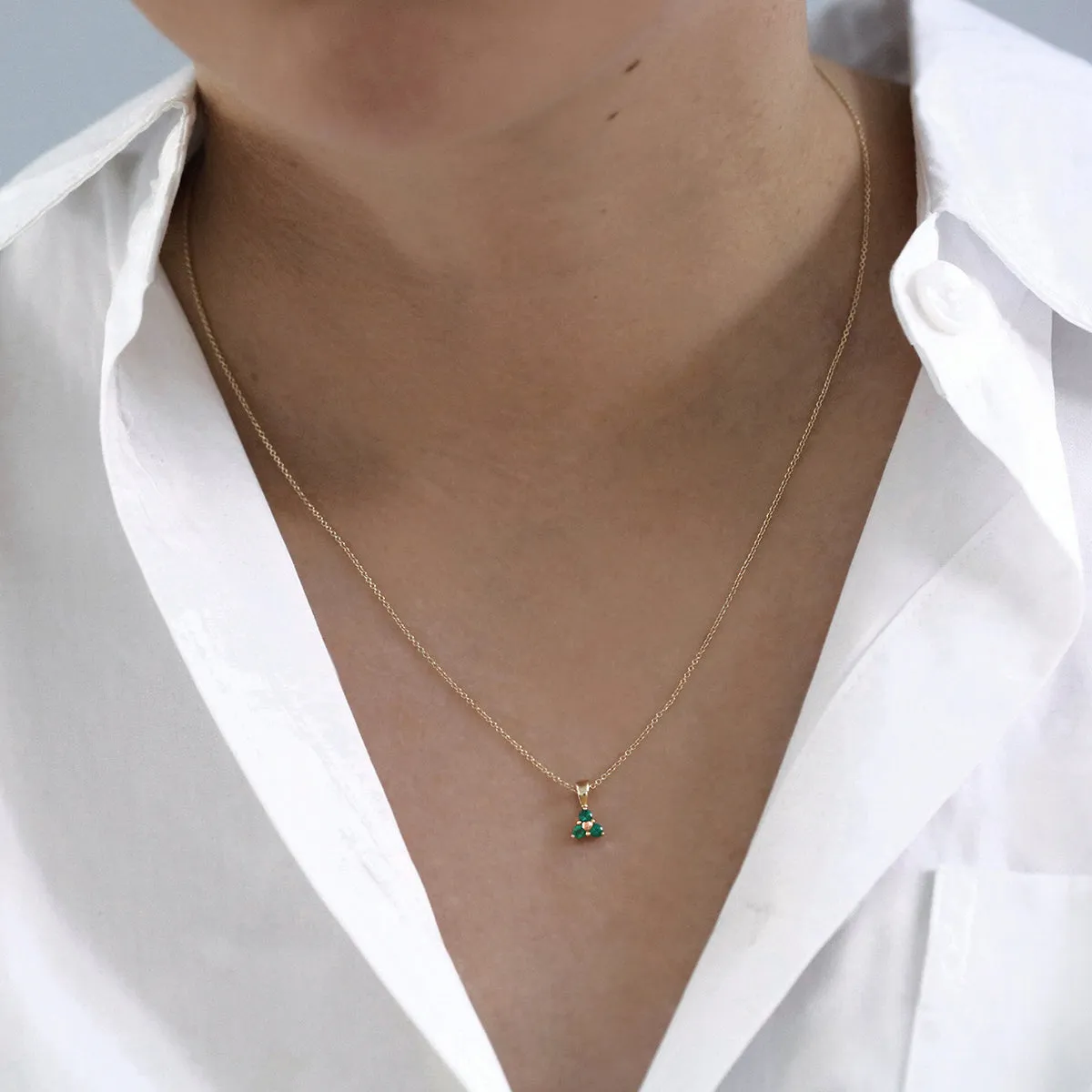 Bijou Collection Trefoil Emerald Pendant | 9K Yellow Gold