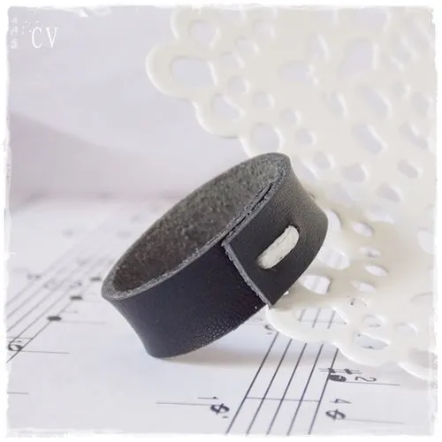 Black Leather Band Ring