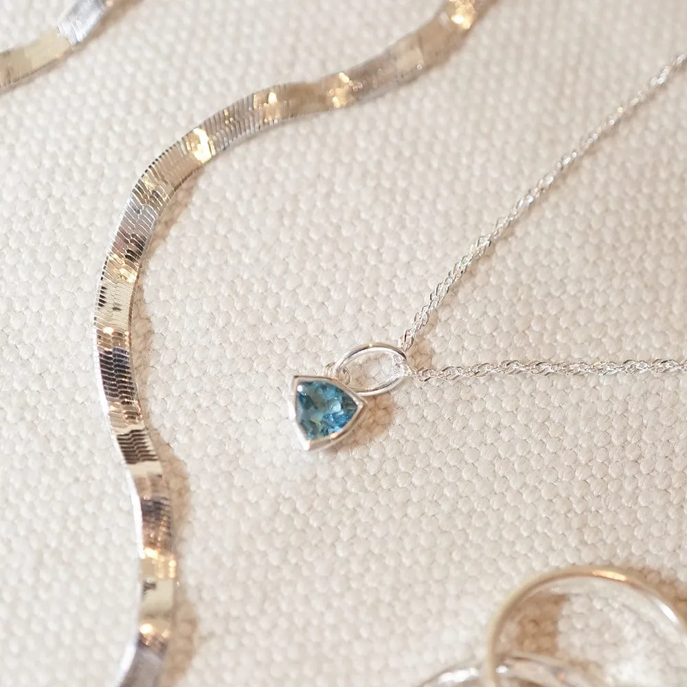 Blue Topaz December Birthstone Charm Pendant Sterling Silver