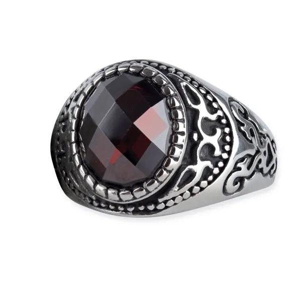BOHEMIAN CRYSTAL STEEL RING