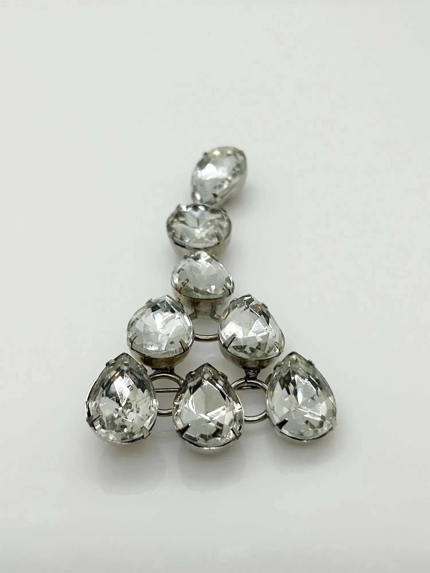 Bold 1980s Vintage Brooch with Huge Pear Shaped Rhinestones
