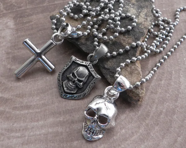 Bolt Cross on Stainless Steel 30" Shot Bead Ball Chain