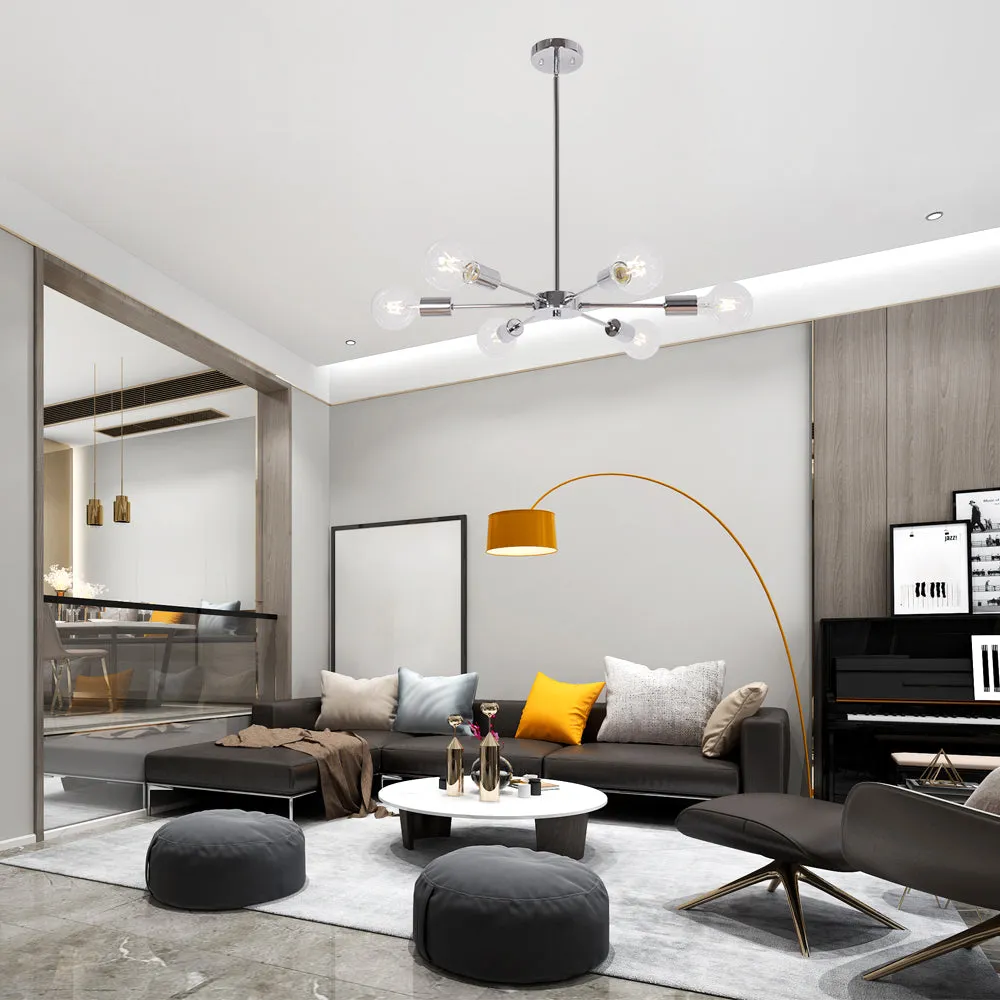BONLICHT 6 Lights Chrome Sputnik Chandelier