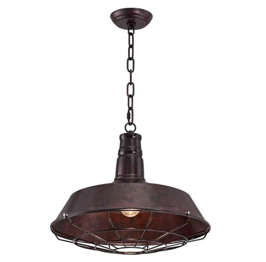 Bronze Industrial Cage Pendant Light