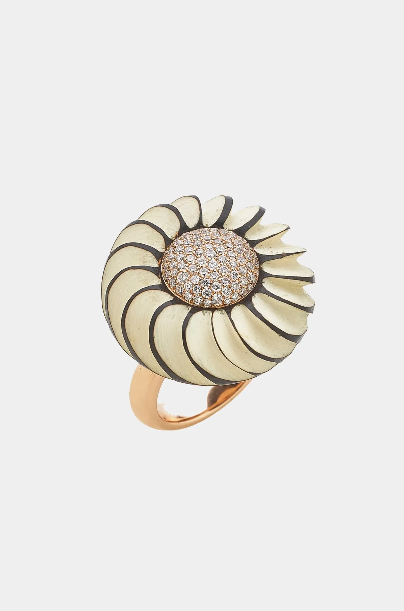 Celluliod Button Ring, Cream