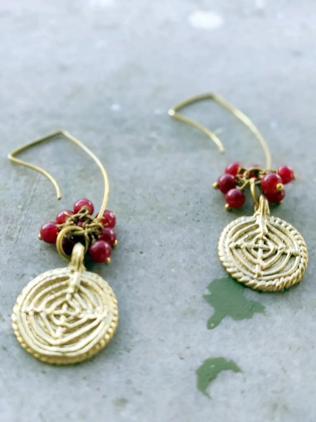 Circular Dangle Earrings Gold