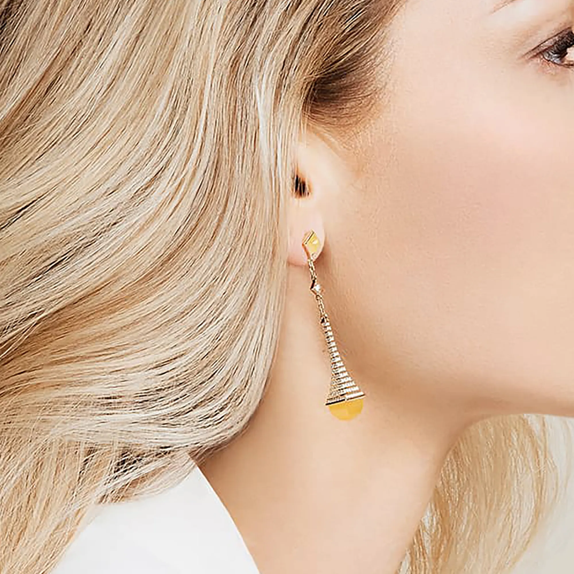 Cleo Rev Diamond Long Drop Earrings