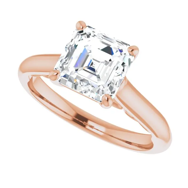 Cubic Zirconia Engagement Ring- The Adelaide (Customizable Asscher Cut Cathedral Solitaire with Two-Tone Option Decorative Trellis 'Down Under')