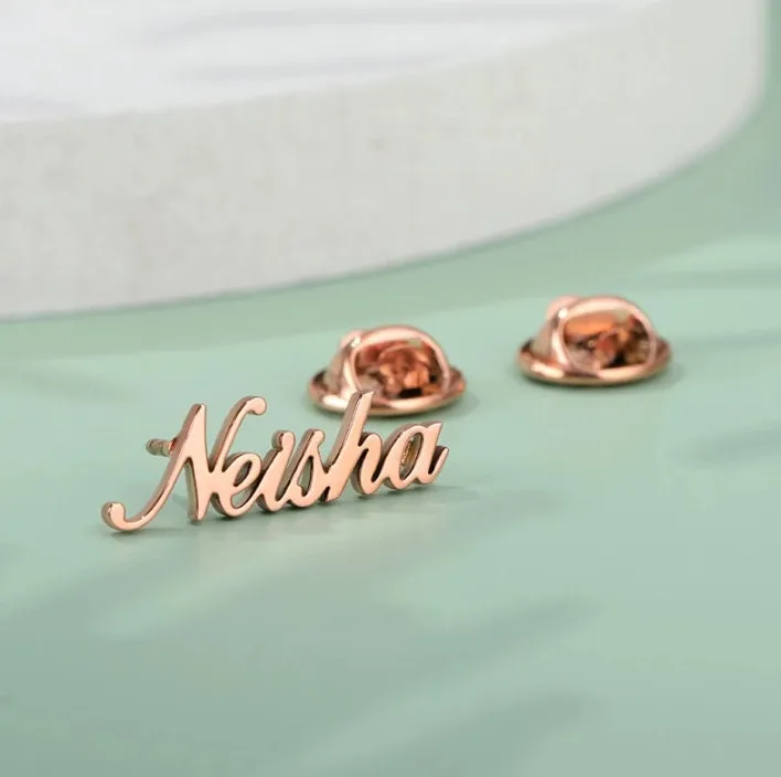Custom Name Brooch, Gold Name Brooch, Rose Gold Brooch, Monogram Brooch, Personalized Name Jewelry, Groomsmen Gift, Birthday Gift For Her