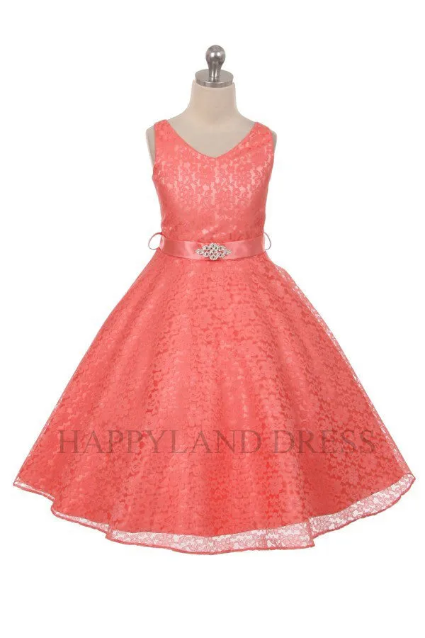 D742 White  V Neck Lace Dress