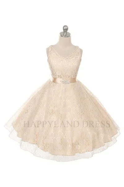 D742 White  V Neck Lace Dress
