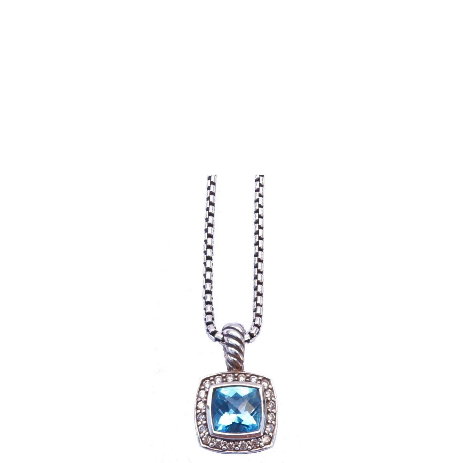 DAVID YURMAN BLUE TOPAZ & DIAMOND ALBION PENDANT NECKLACE