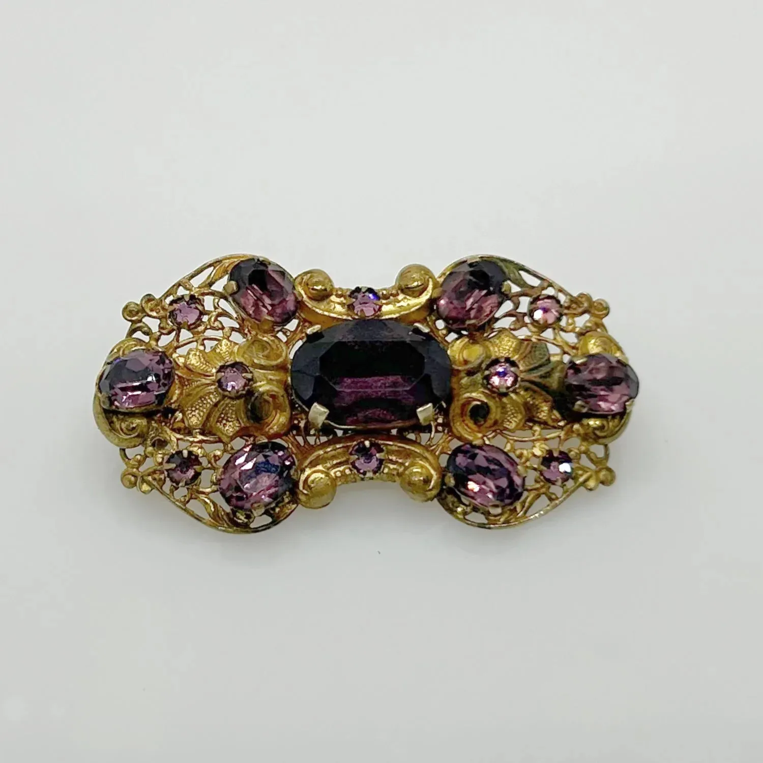Dazzling 1930s Czech Purple Glass Brooch