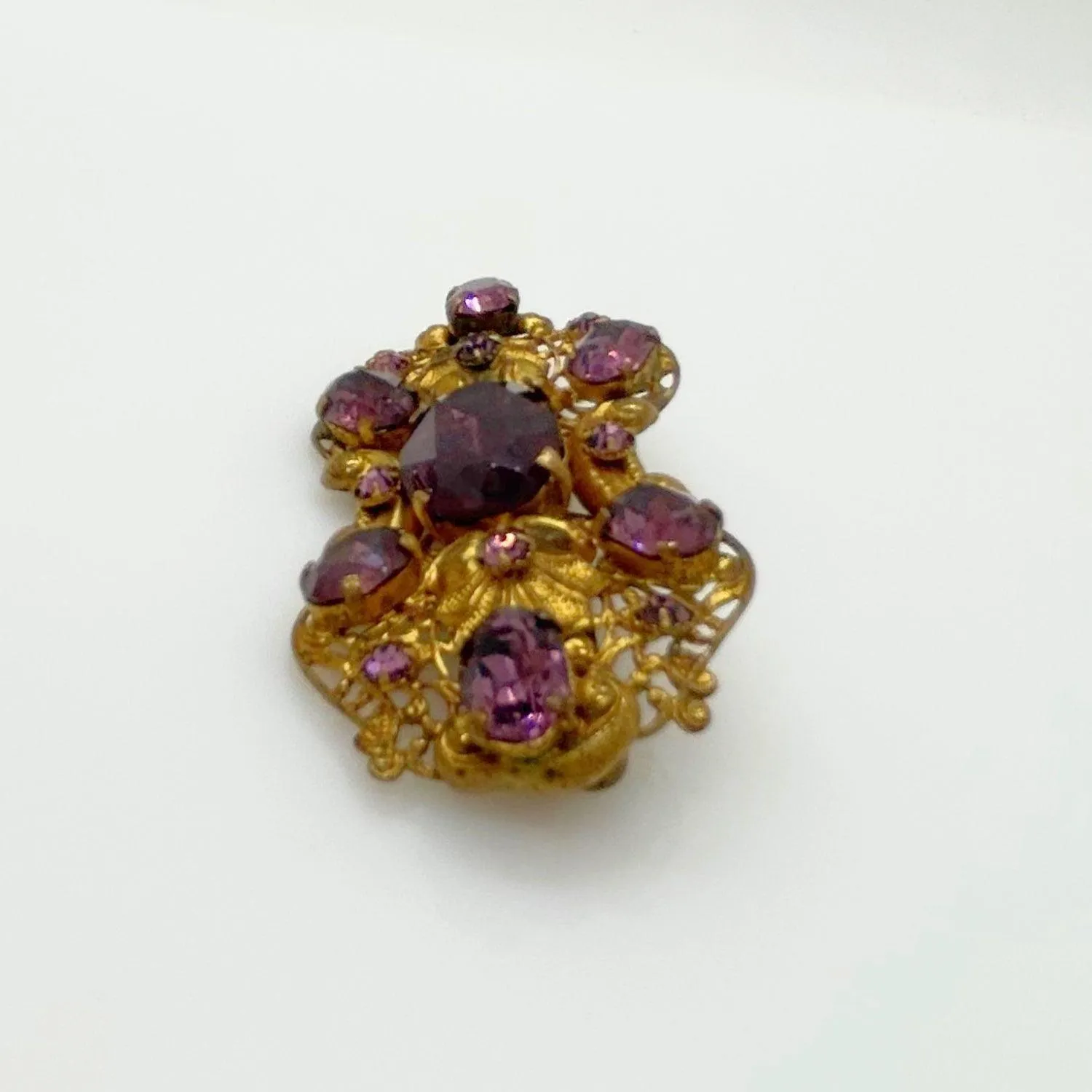 Dazzling 1930s Czech Purple Glass Brooch