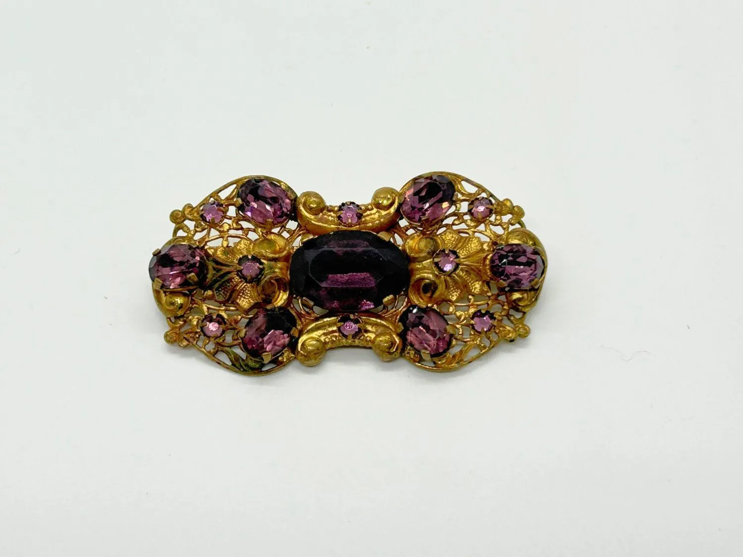 Dazzling 1930s Czech Purple Glass Brooch