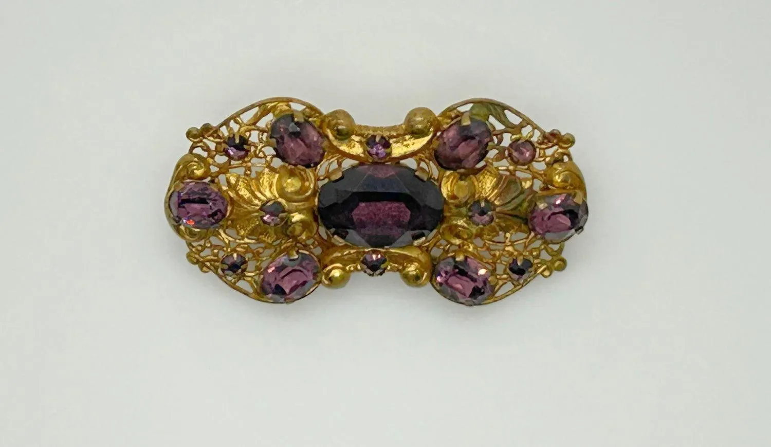Dazzling 1930s Czech Purple Glass Brooch