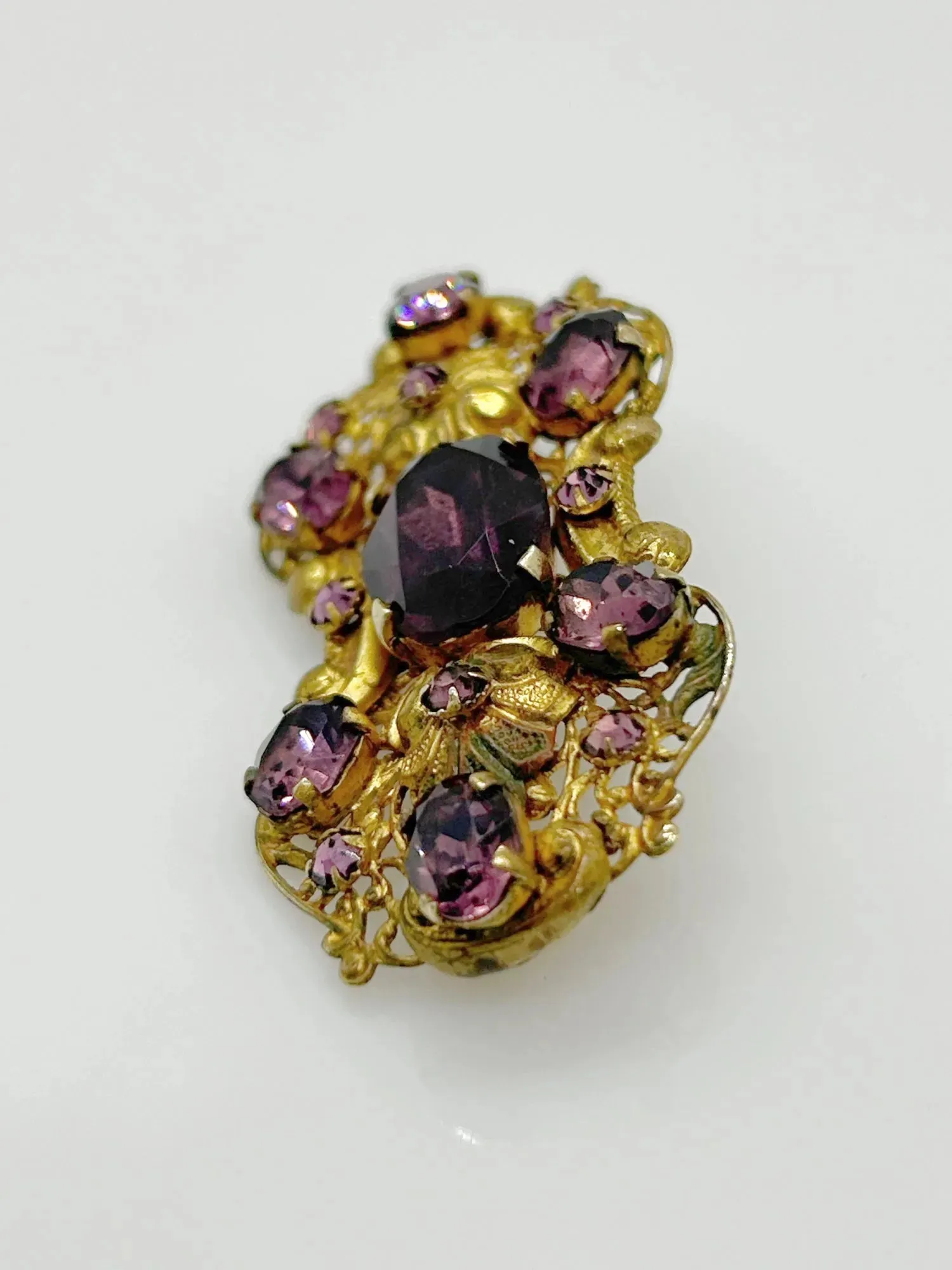 Dazzling 1930s Czech Purple Glass Brooch