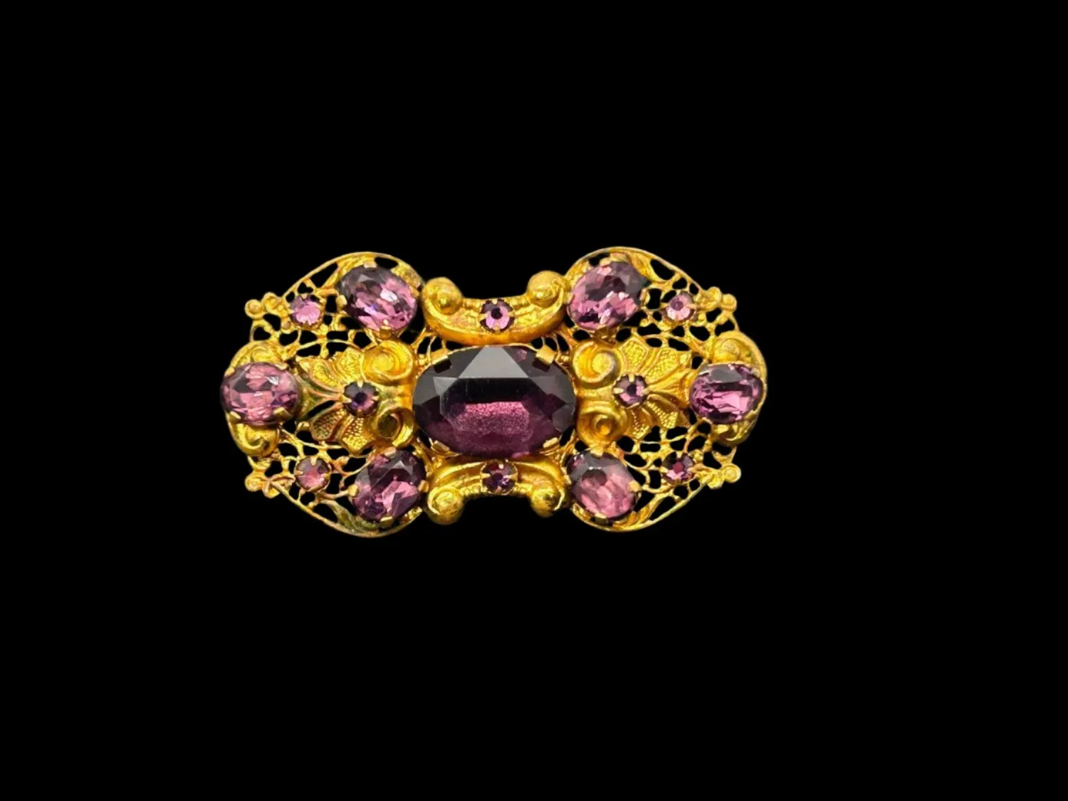 Dazzling 1930s Czech Purple Glass Brooch