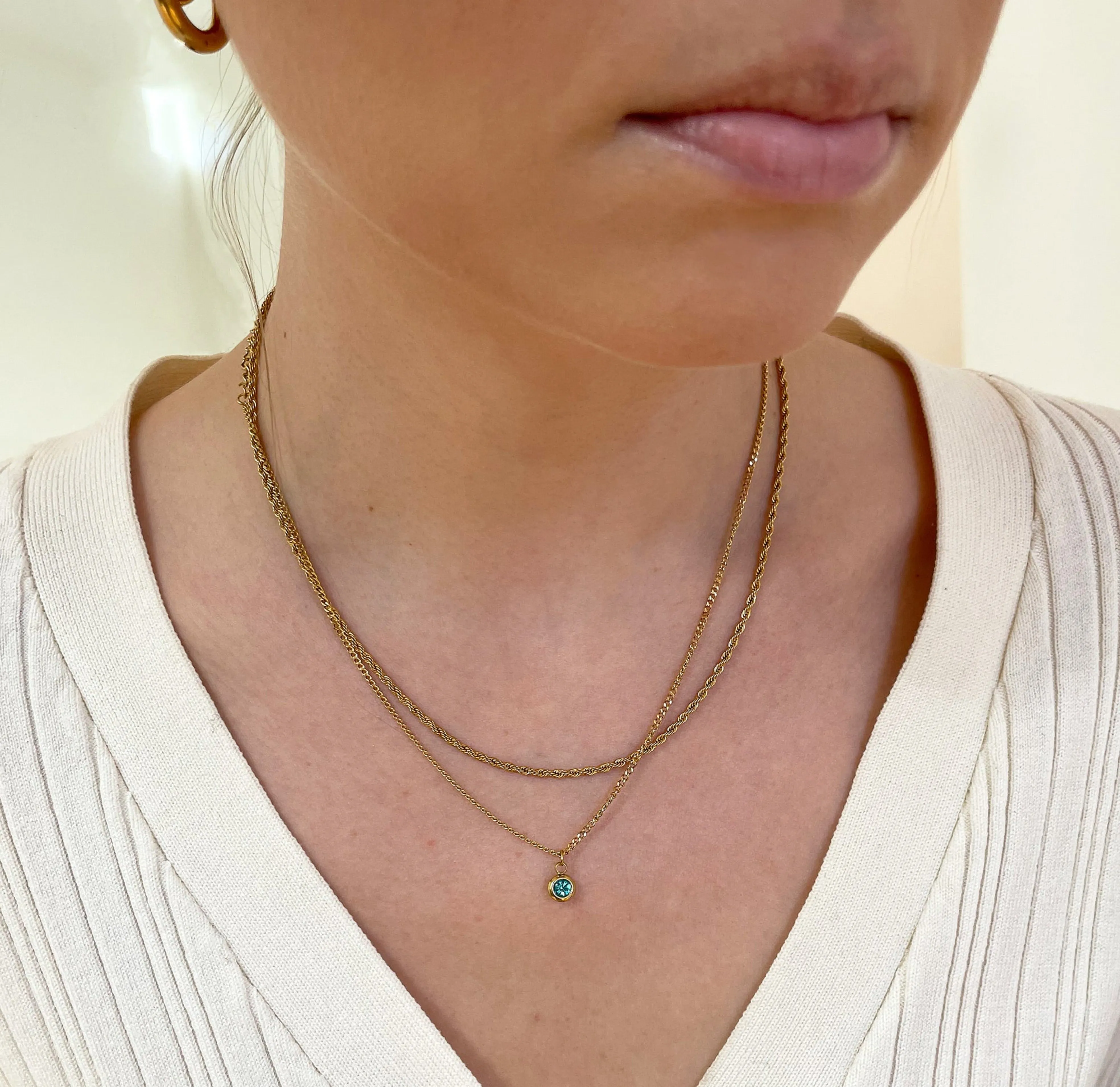 DELILAH BLUE TOPAZ BIRTHSTONE PENDANT NECKLACE - DECEMBER