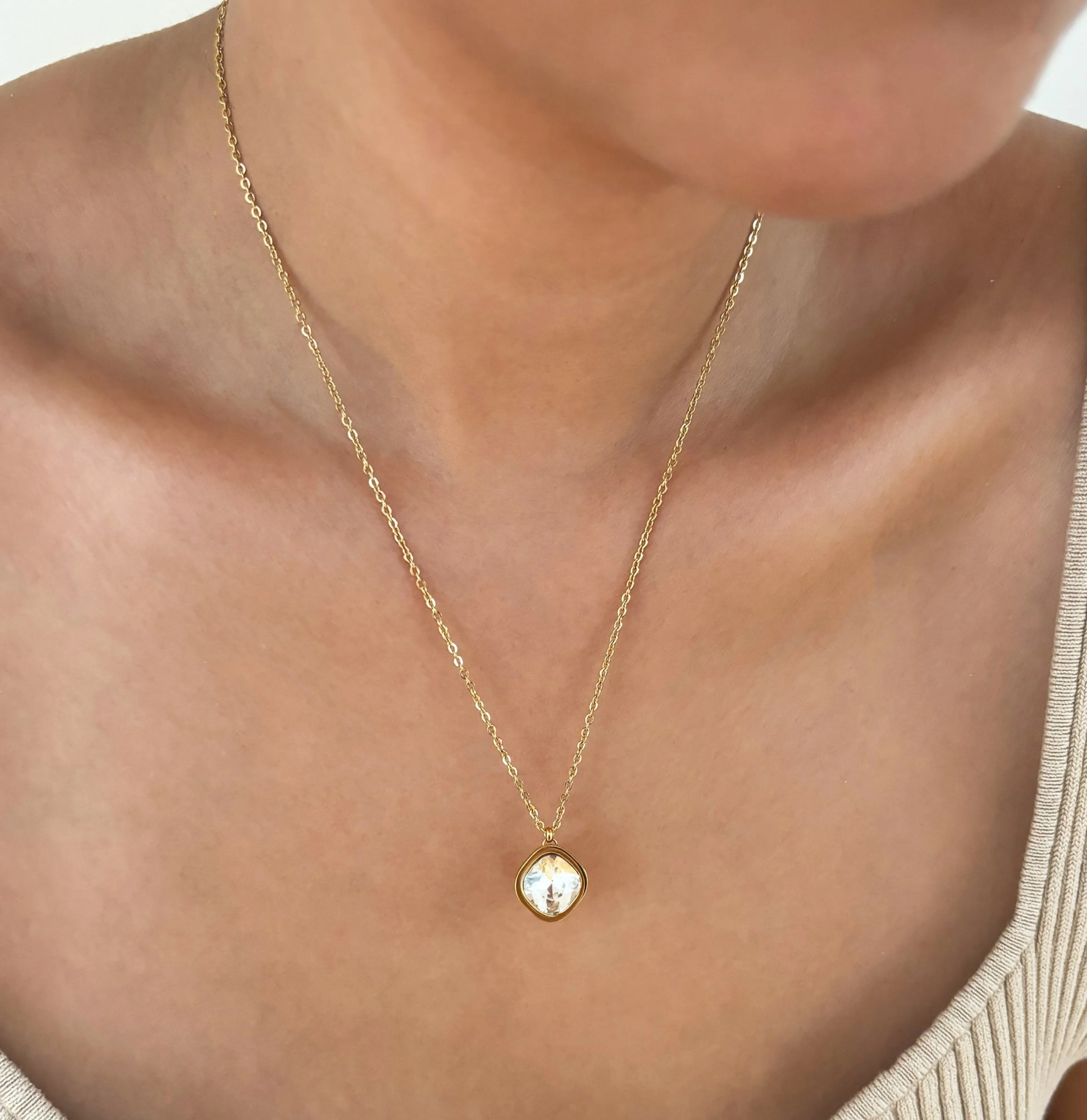 DESIREE WHITE TOPAZ BIRTHSTONE PENDANT - APRIL