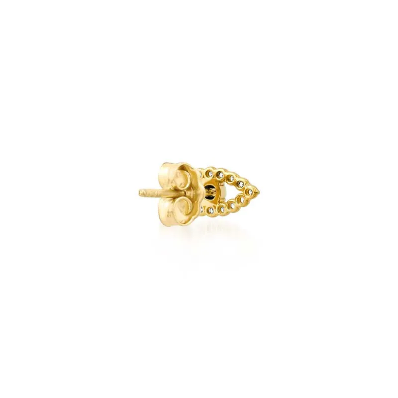 Diamond Mini Open Evil Eye Studs with Emerald Center