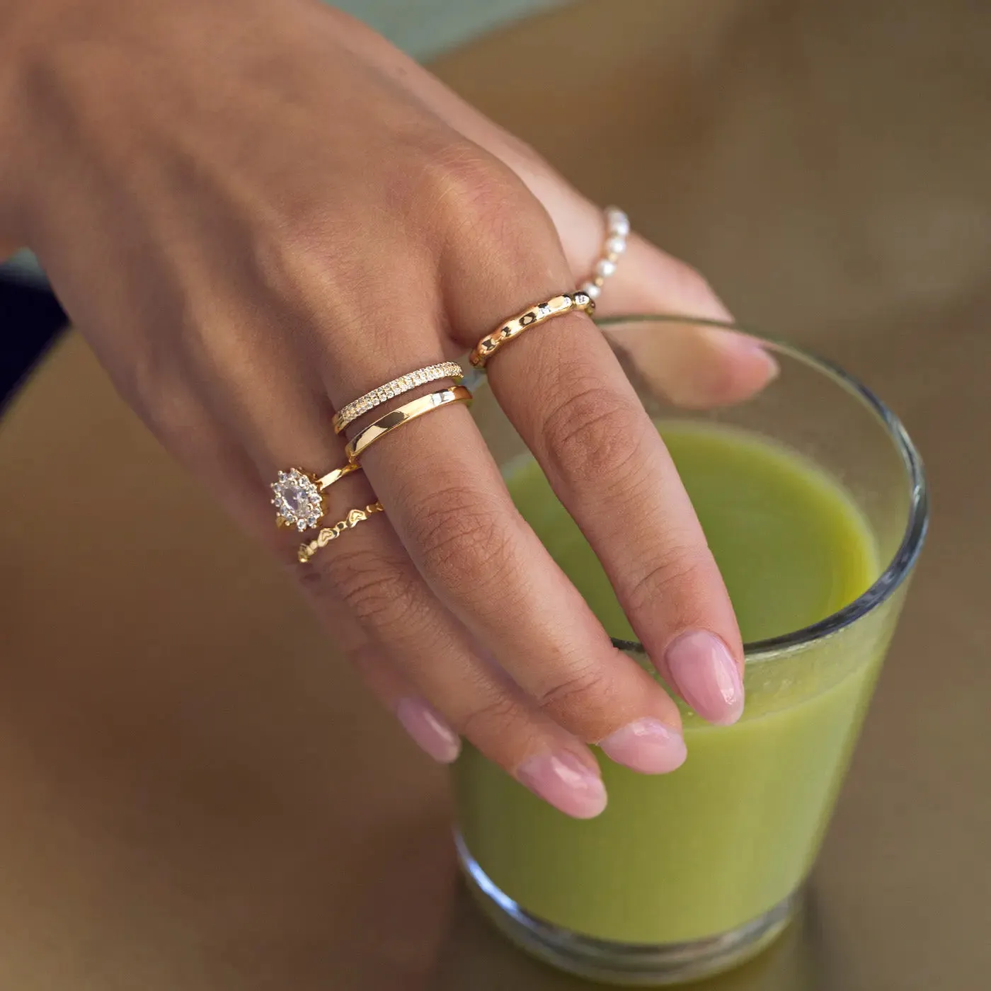 Double Lined with Crystals Ring