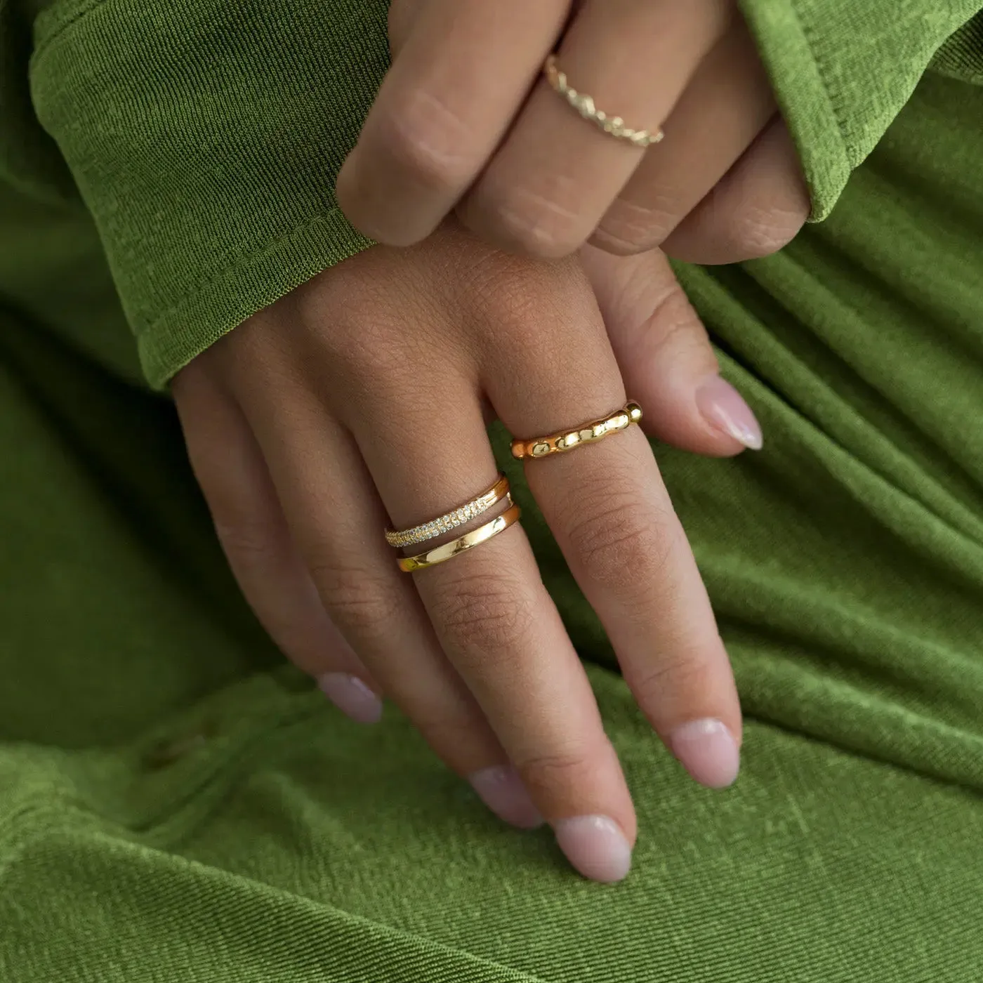 Double Lined with Crystals Ring