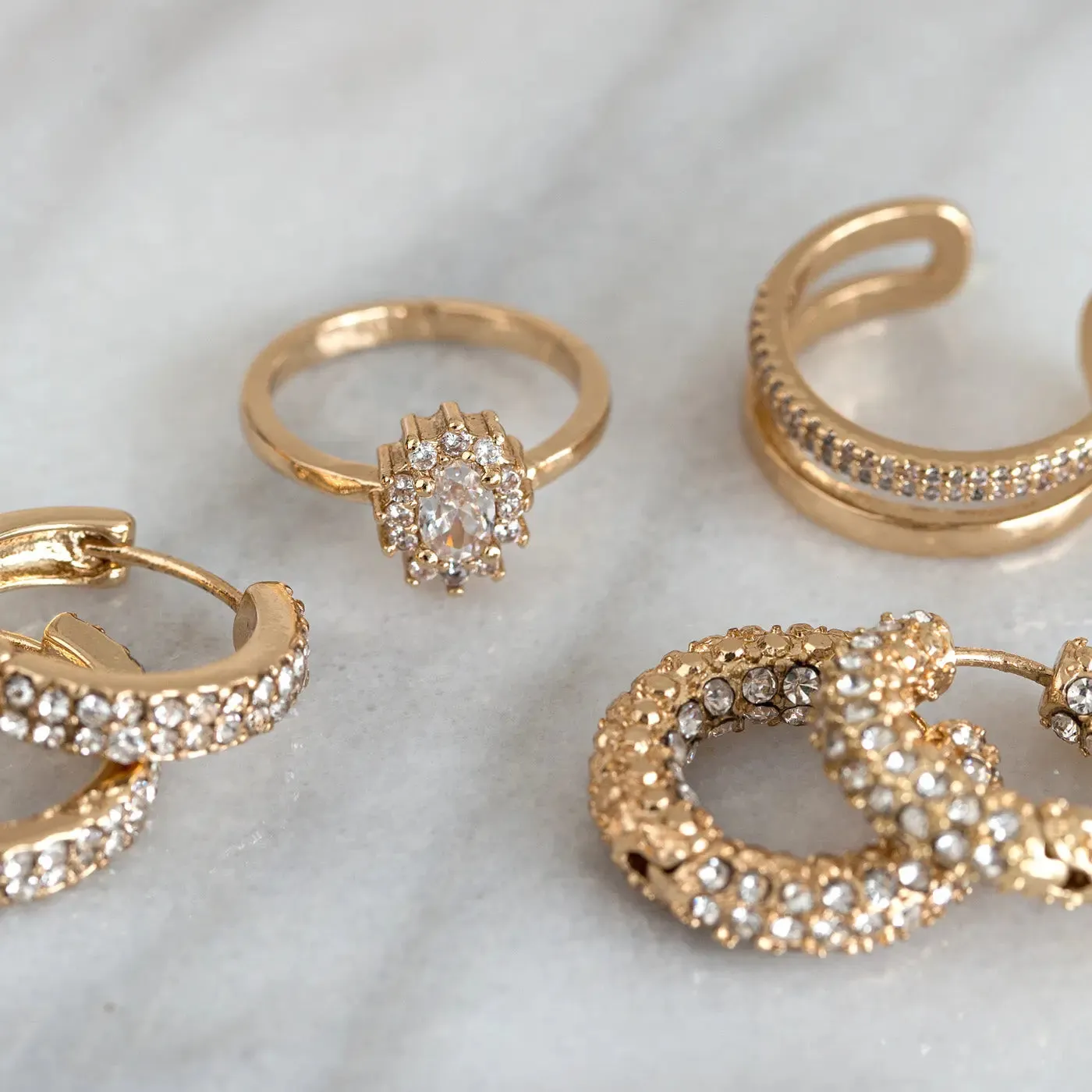 Double Lined with Crystals Ring