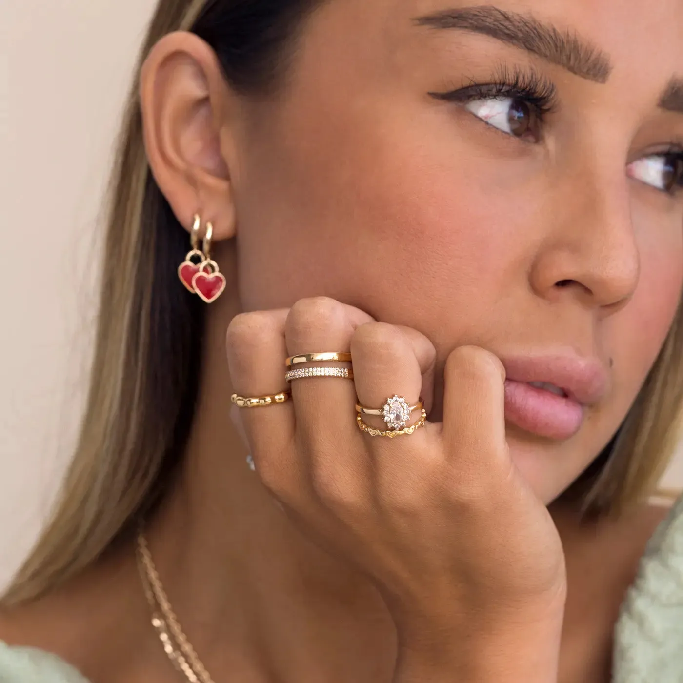 Double Lined with Crystals Ring