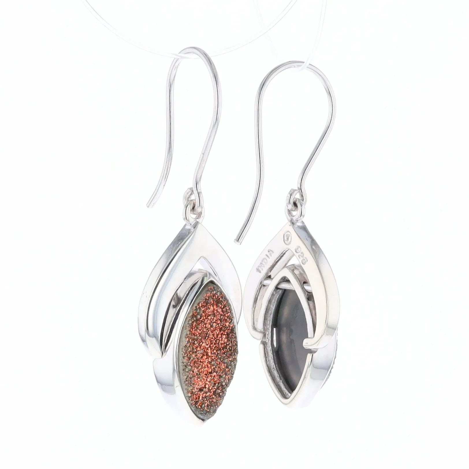 Druzy Quartz Sterling Silver Dangle Earrings