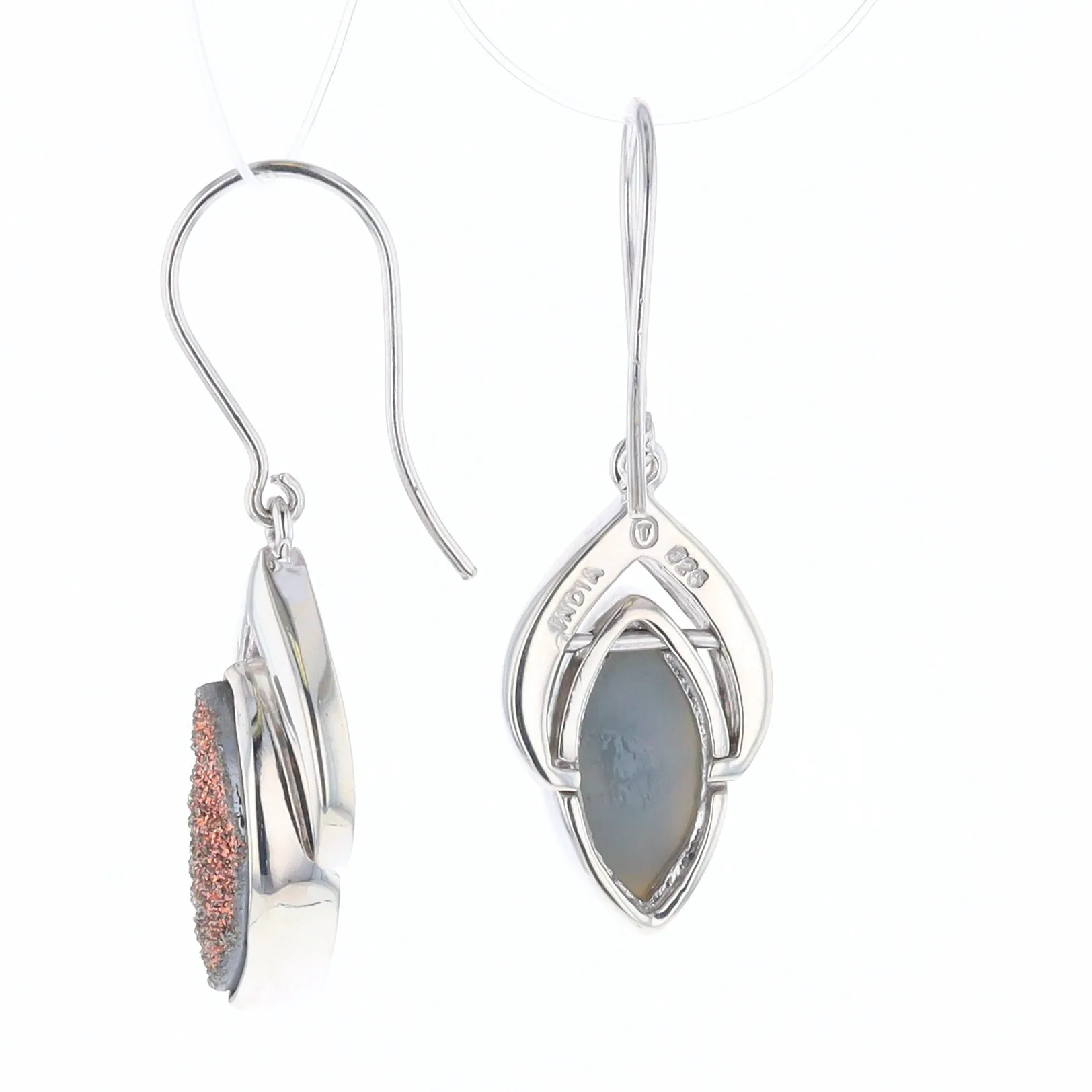 Druzy Quartz Sterling Silver Dangle Earrings
