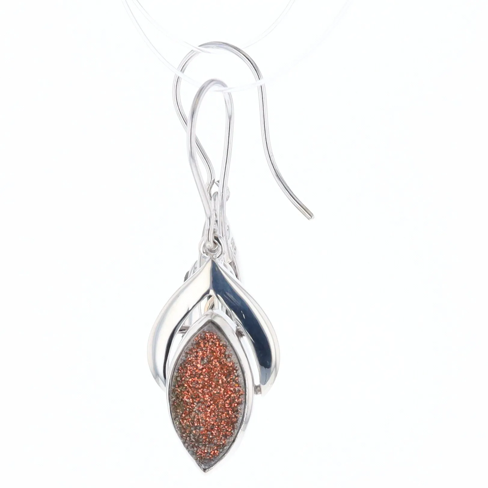 Druzy Quartz Sterling Silver Dangle Earrings