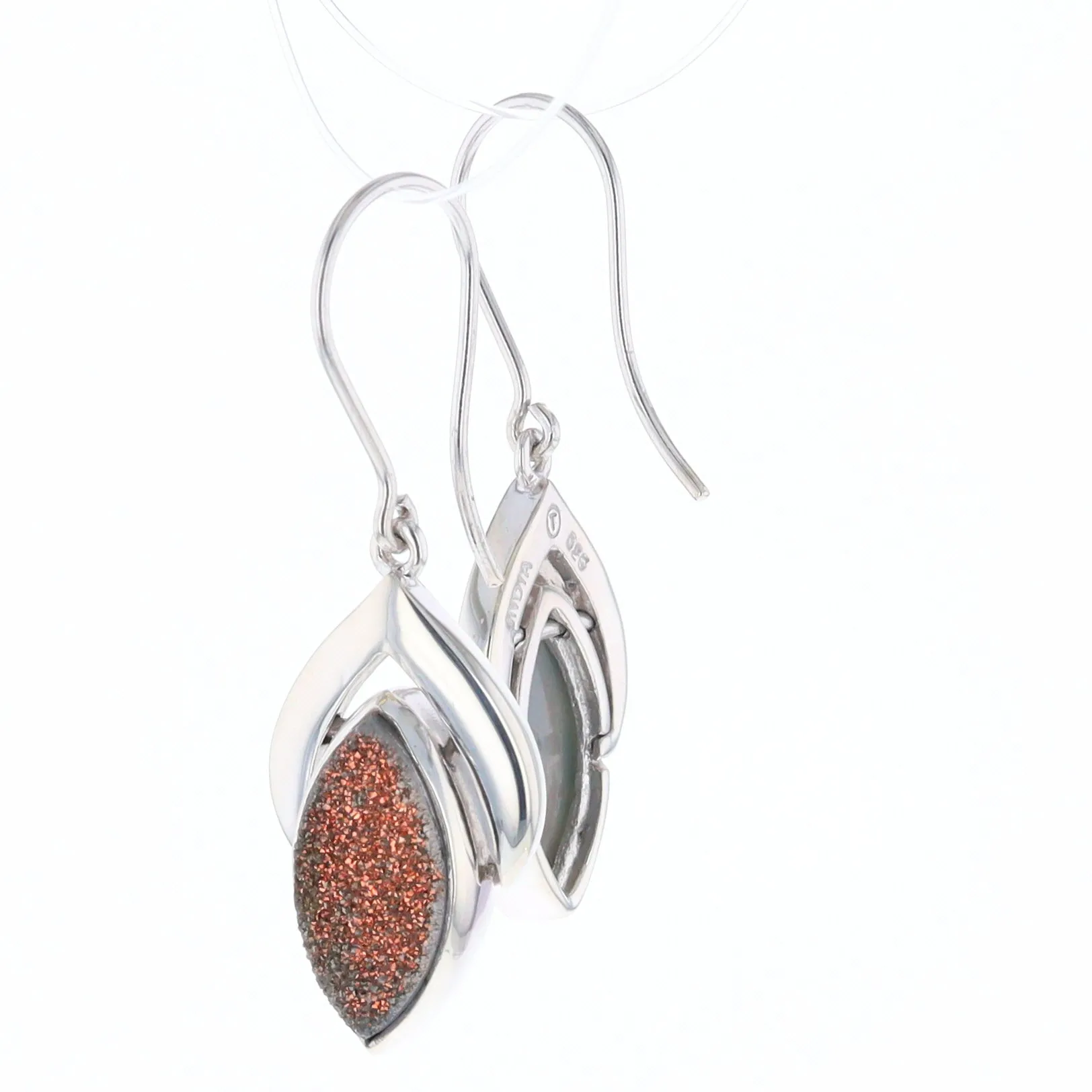Druzy Quartz Sterling Silver Dangle Earrings
