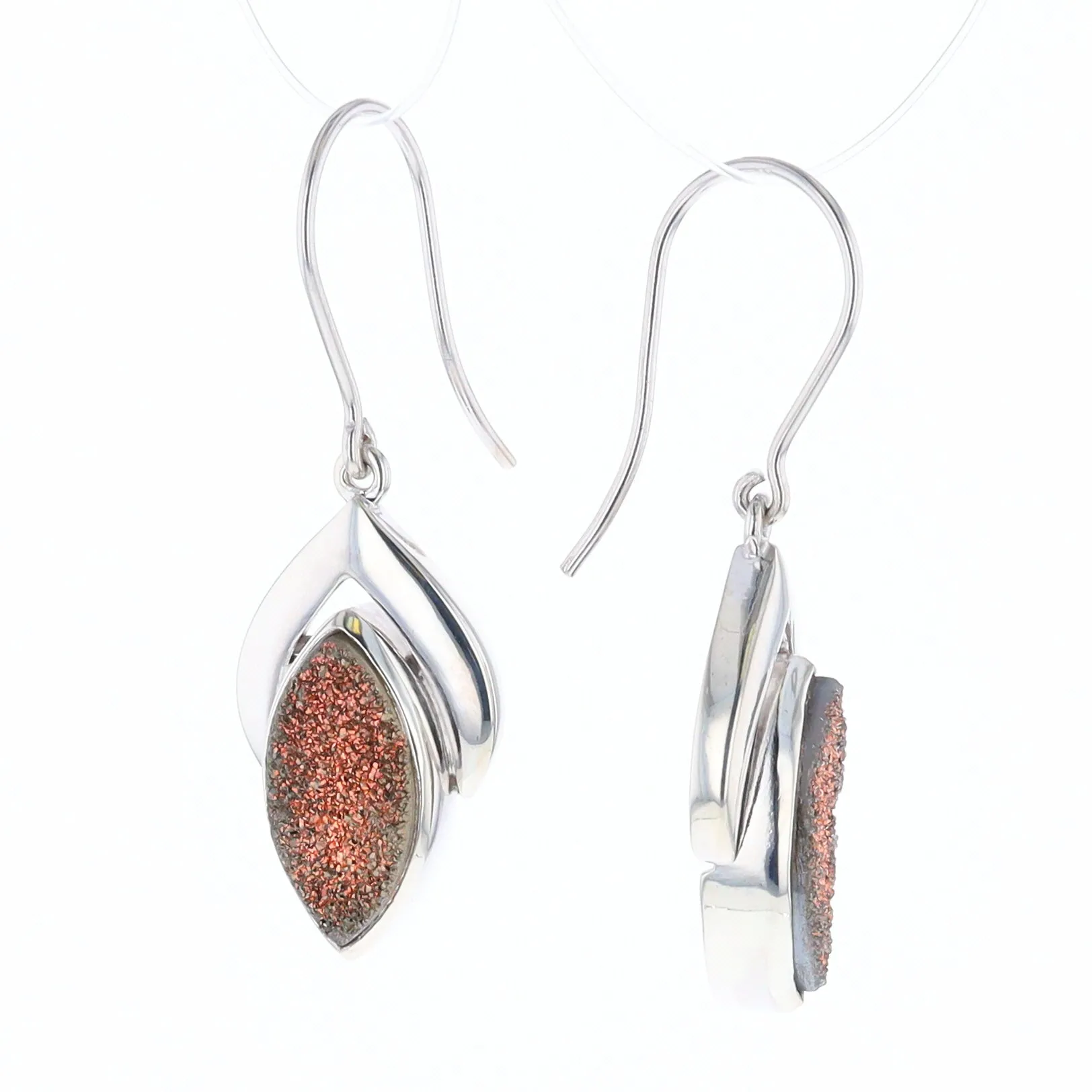Druzy Quartz Sterling Silver Dangle Earrings