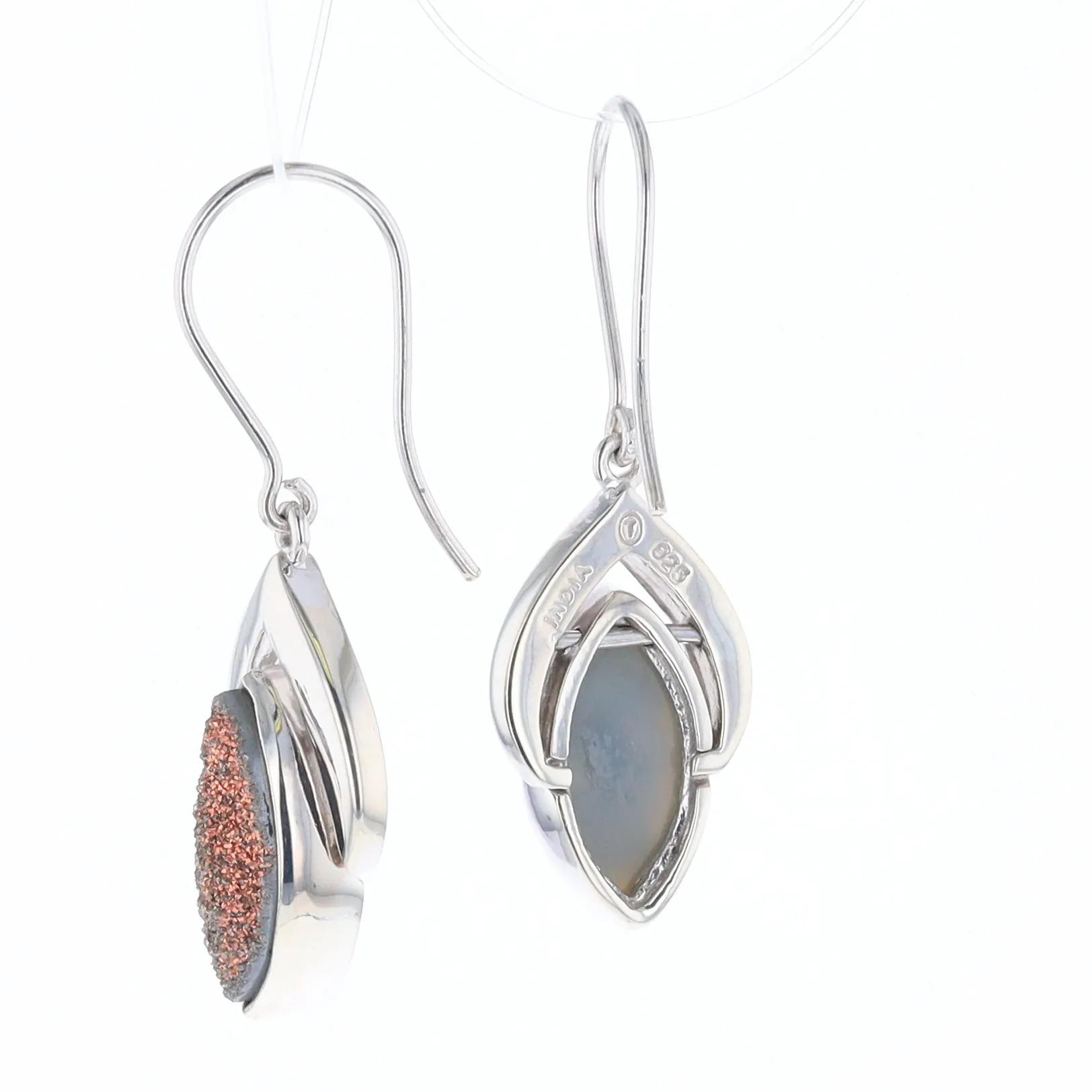 Druzy Quartz Sterling Silver Dangle Earrings