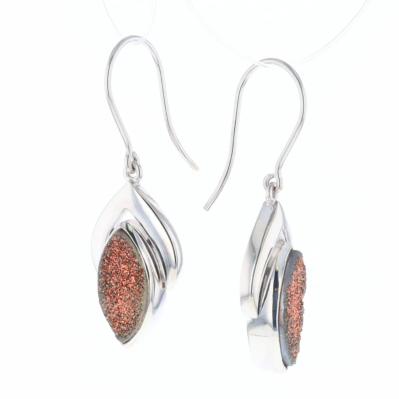 Druzy Quartz Sterling Silver Dangle Earrings