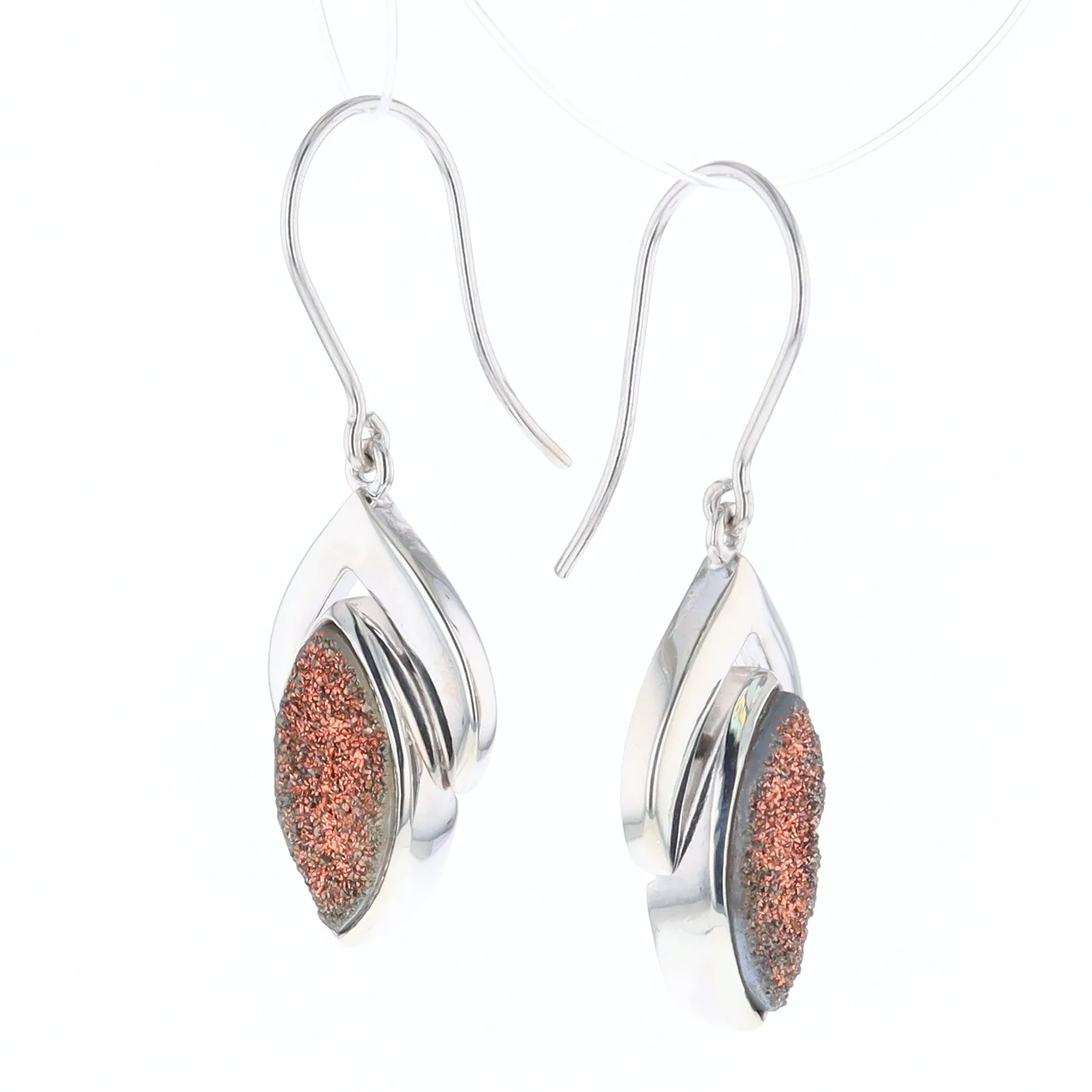 Druzy Quartz Sterling Silver Dangle Earrings