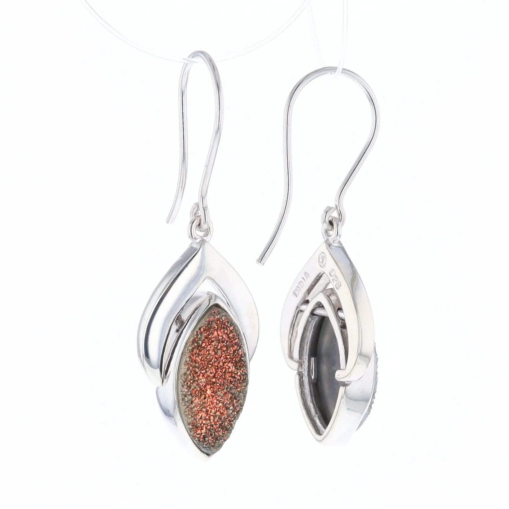 Druzy Quartz Sterling Silver Dangle Earrings