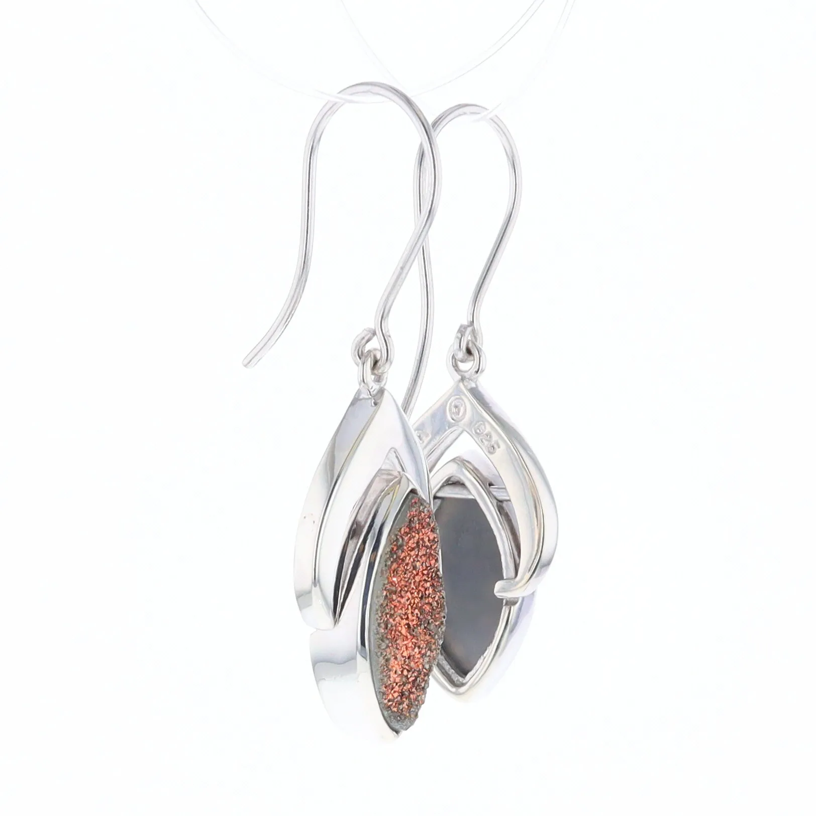 Druzy Quartz Sterling Silver Dangle Earrings